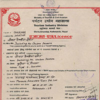 License from Dept. of Tourism